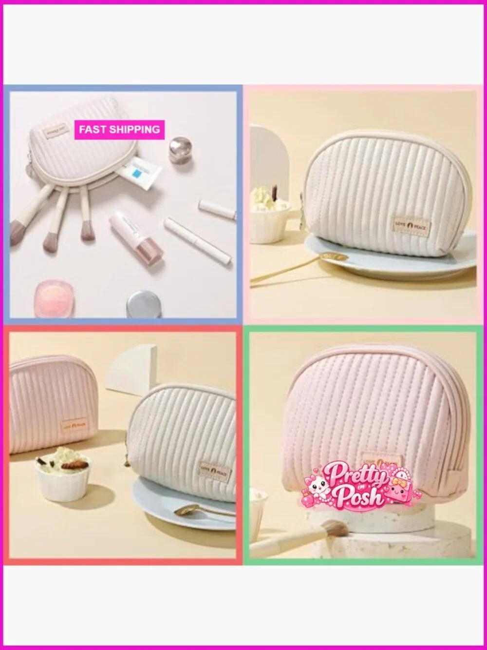 PU Leather Mini Cosmetic Bag Waterproof Makeup Organizer with Zipper